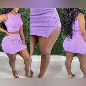 2 piece crop and skirt set.